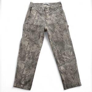 Women’s Hollister Grey Camo Double Knee Carpenter Pants 28 x 26 Baggy Fit